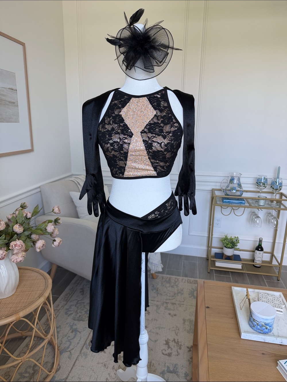 Pumpers Black Lace Jazz Dance Costume Adult M Musical Theatre Cabaret Solo - Picture 3 of 17